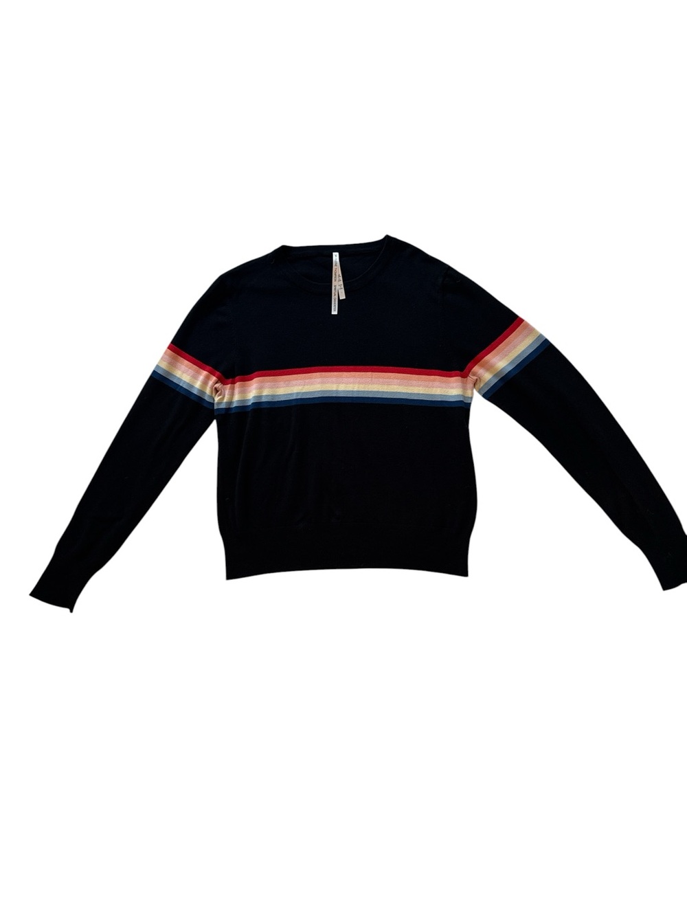 Spiritual Gangster x Madeleine Thompson Rainbow Stripe Knit Black Lightweight  L - Picture 6 of 8